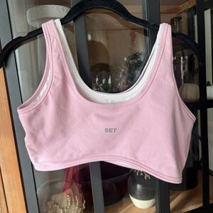 SET ACTIVE formcloud hero layered sports bra tank parke pastel pink